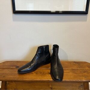 Donald J Pliner Black Calf Skin Leather Men's Chelsea Boots